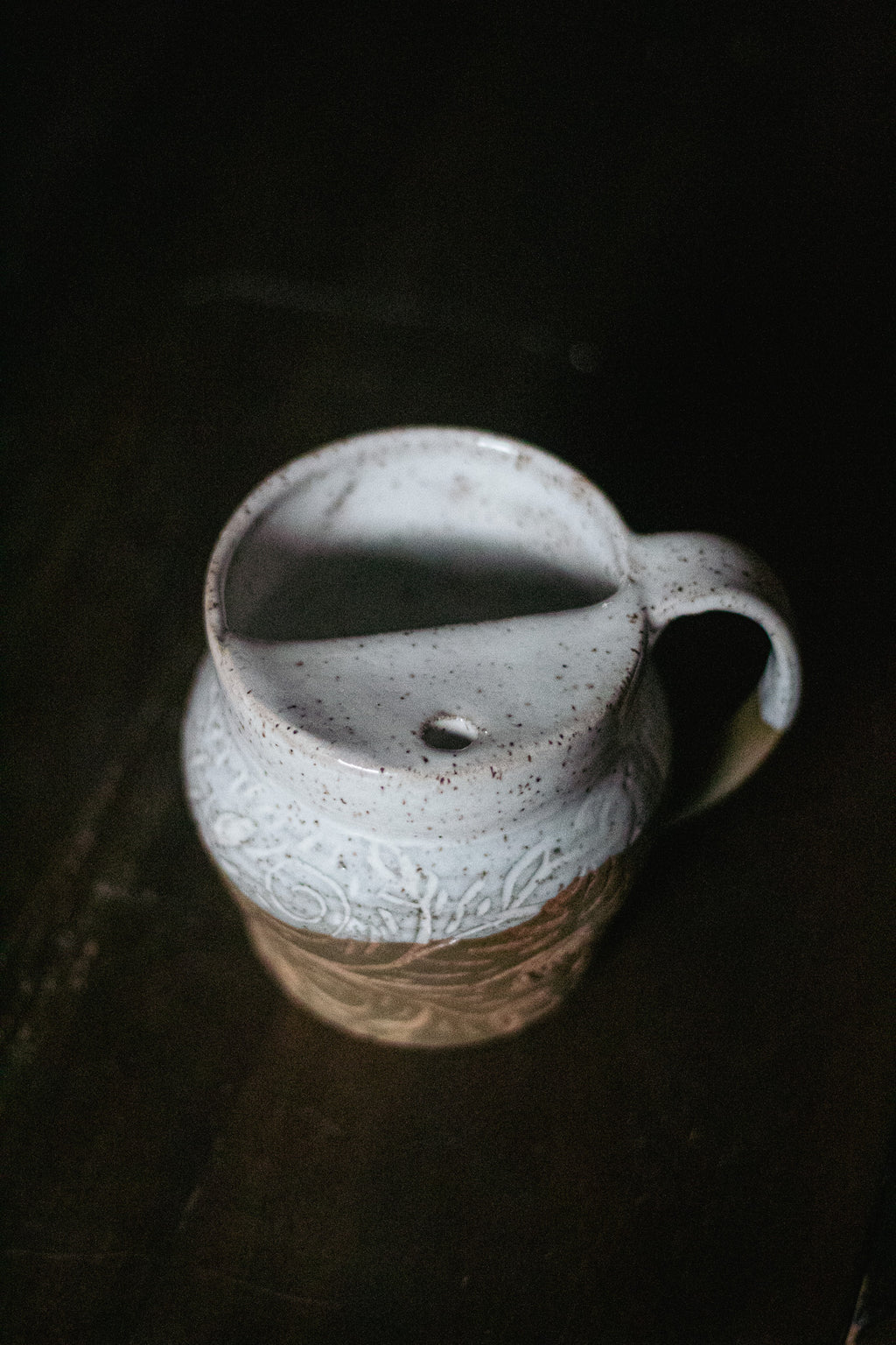Hand Carved Flower To-Go Mug