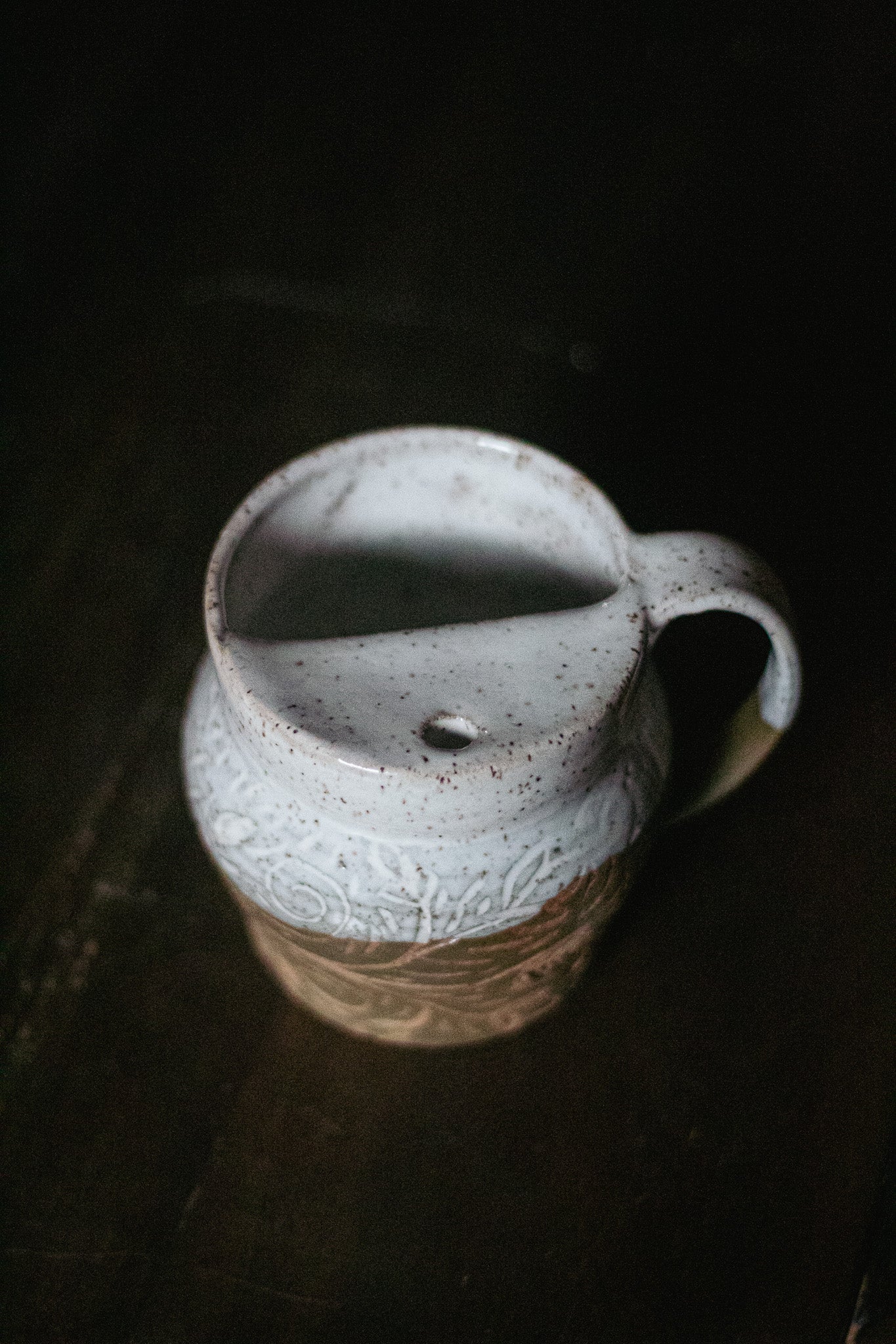 Hand Carved Flower To-Go Mug