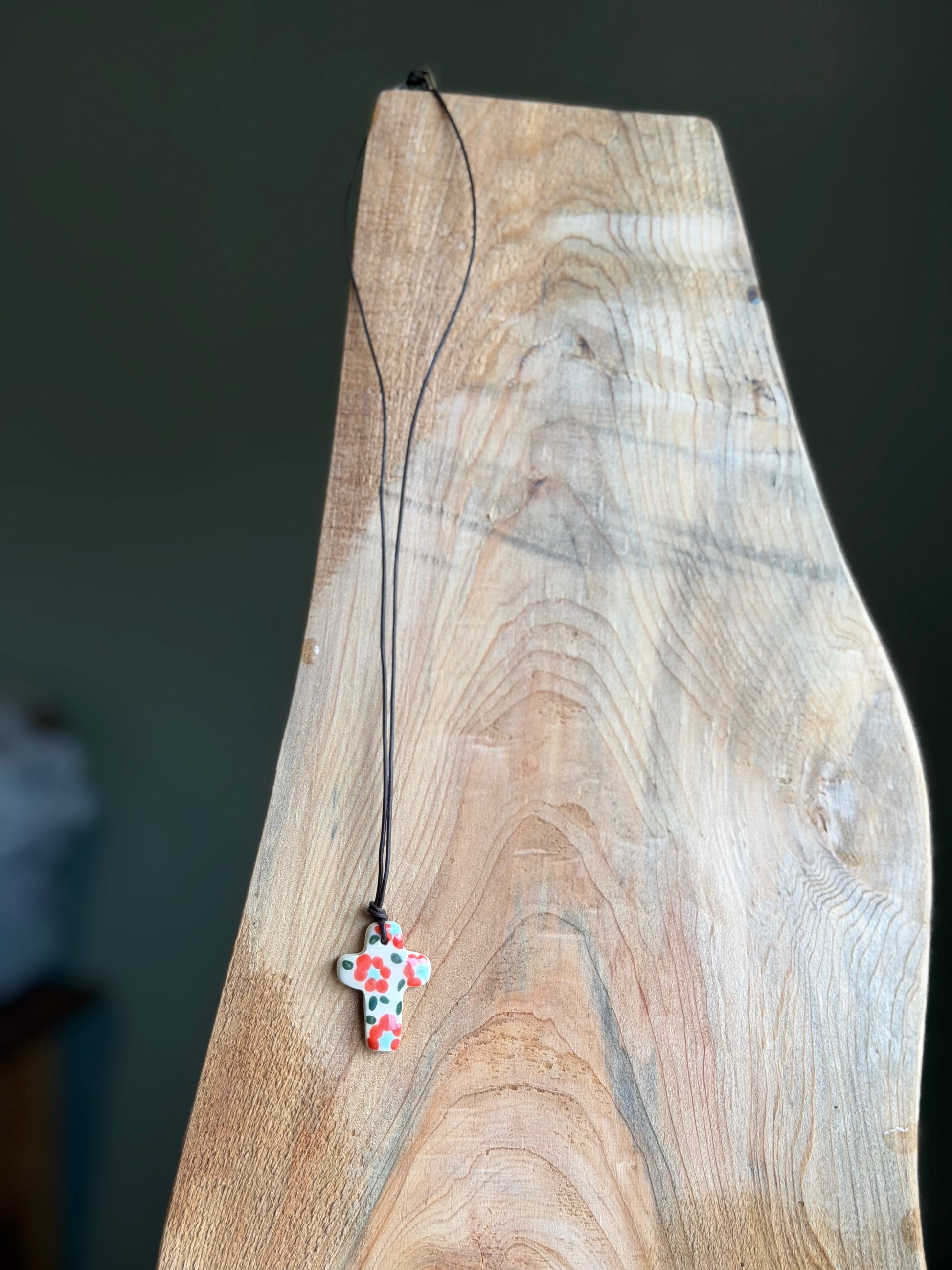 Orange Cross Charm Necklace