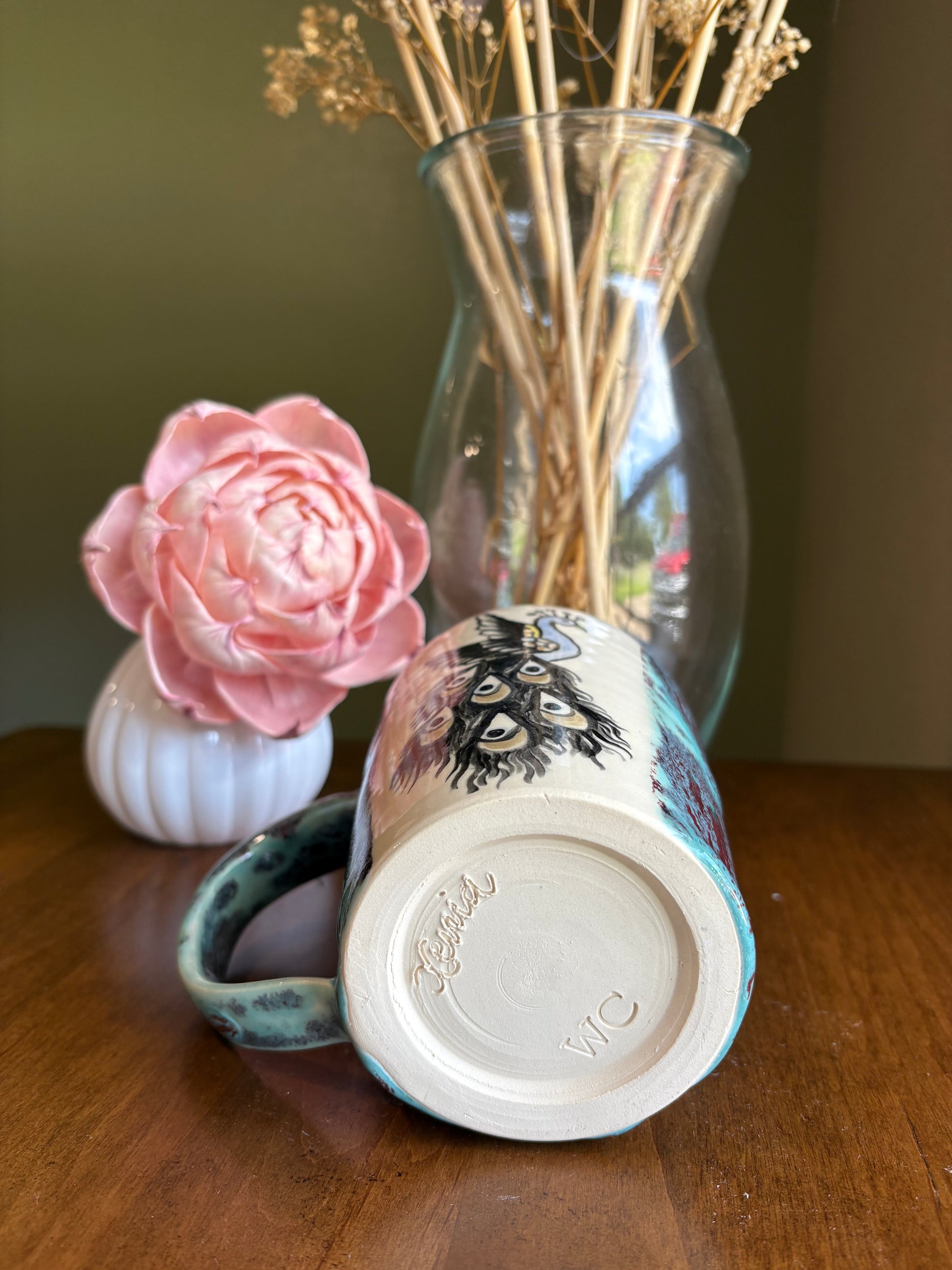 Watercolor Painted Peacock Mug