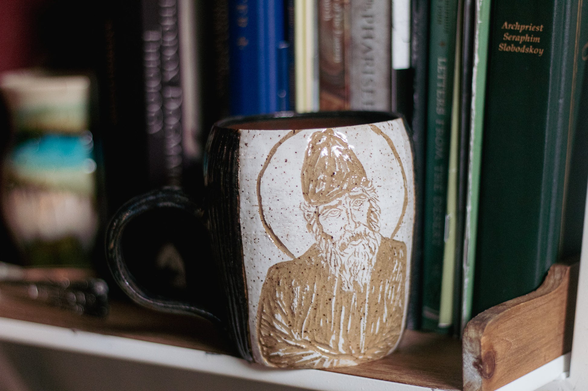 Carved St. Paisios Mug