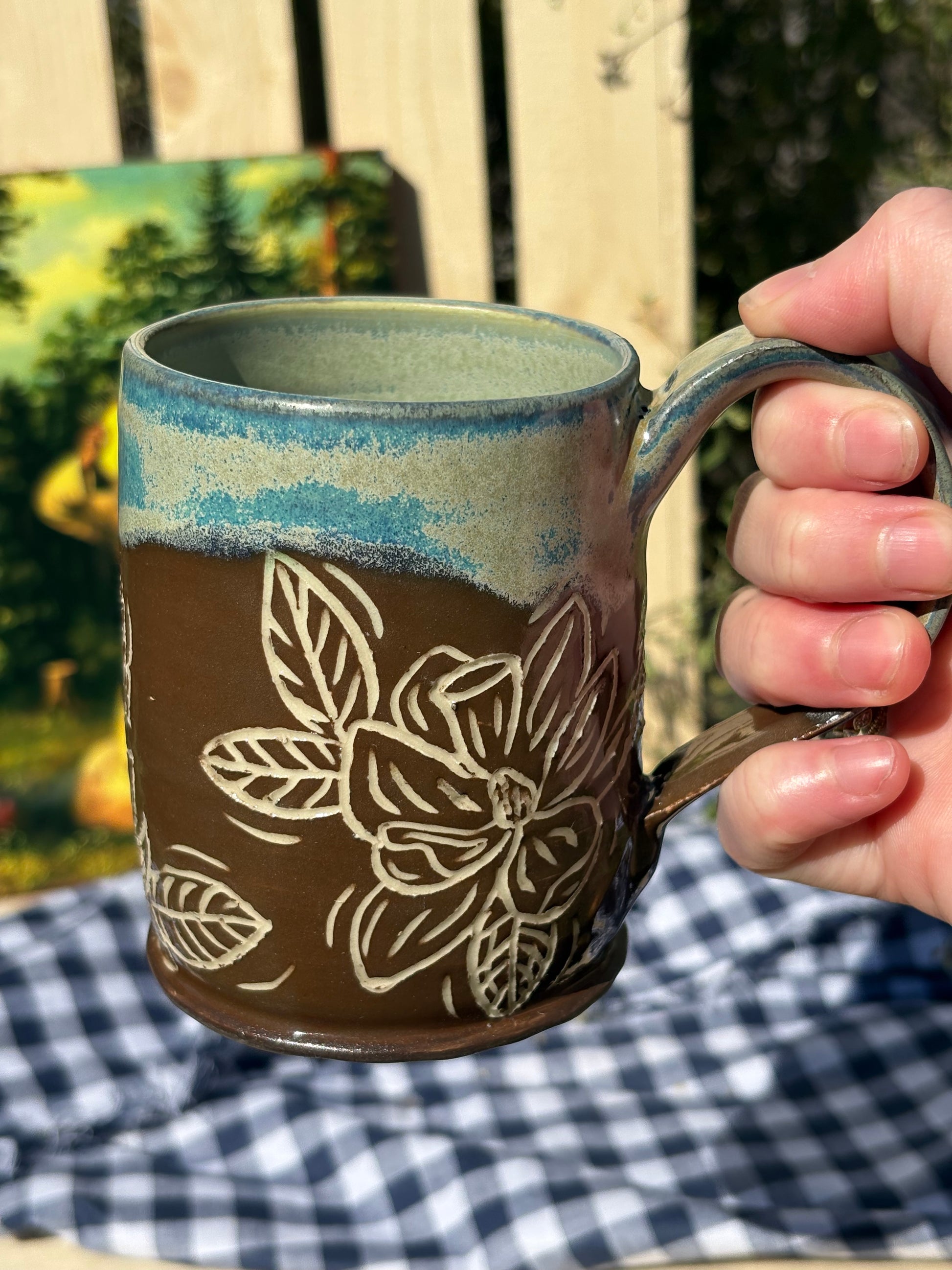Magnolia Carved Mug