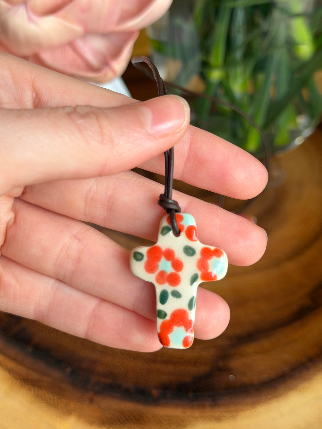 Orange Cross Charm Necklace