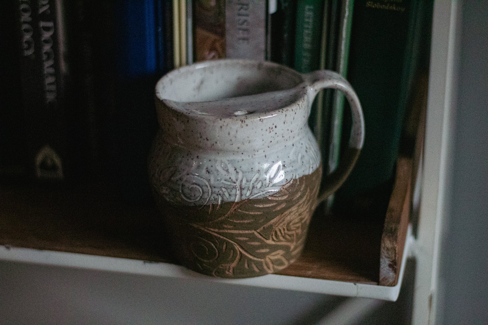 Hand Carved Flower To-Go Mug
