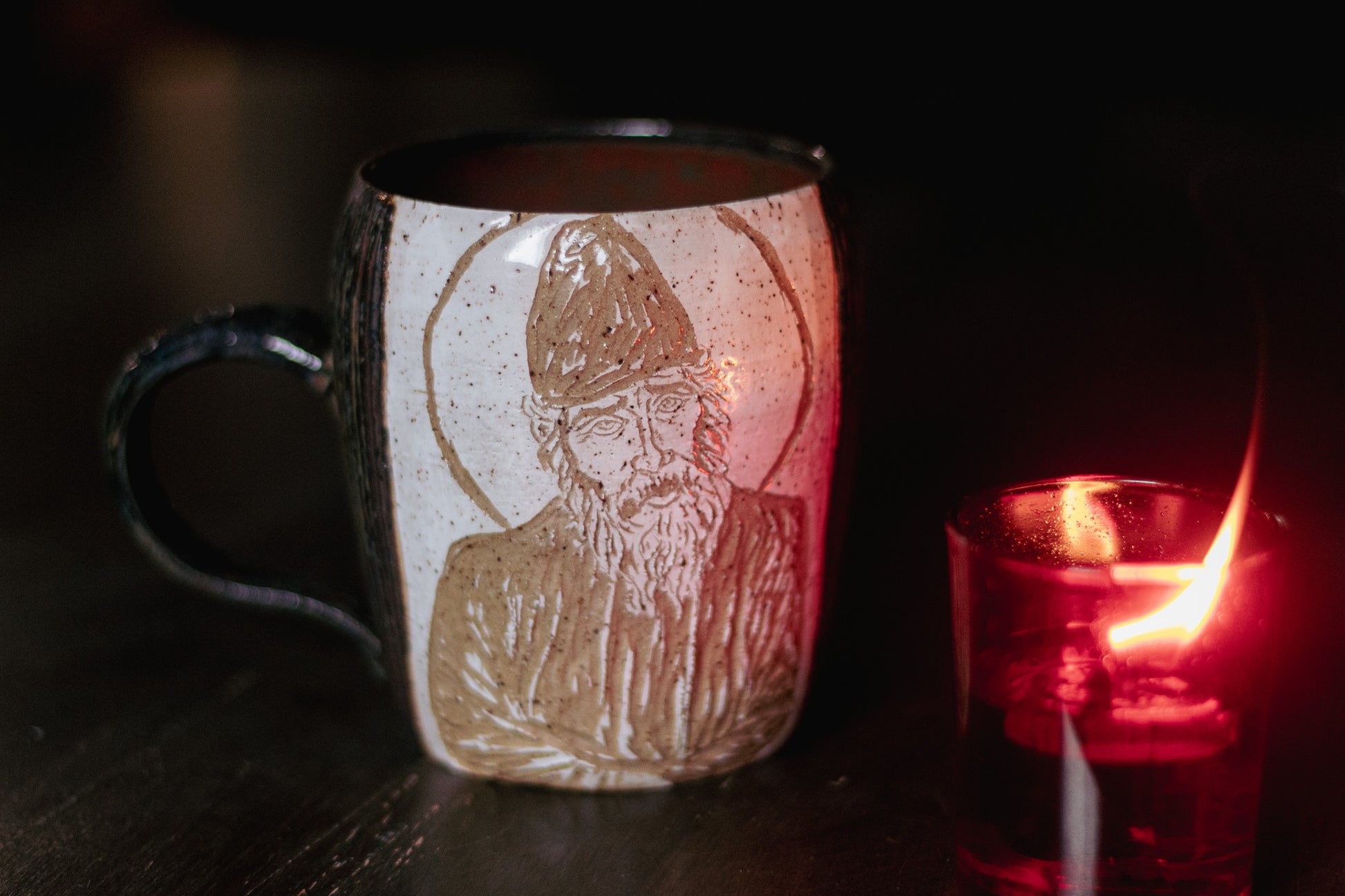 Carved St. Paisios Mug