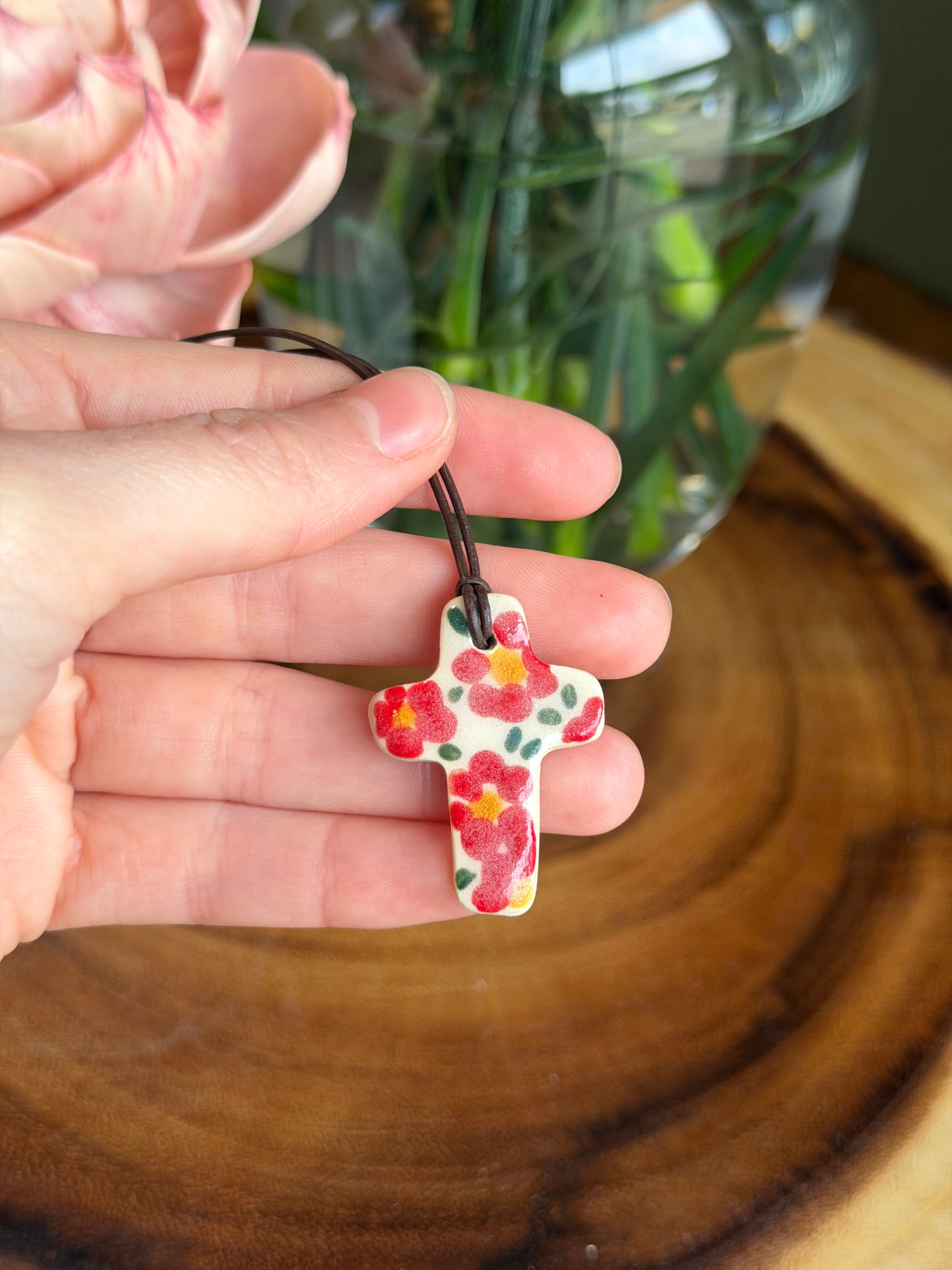 Red Cross Charm Necklace