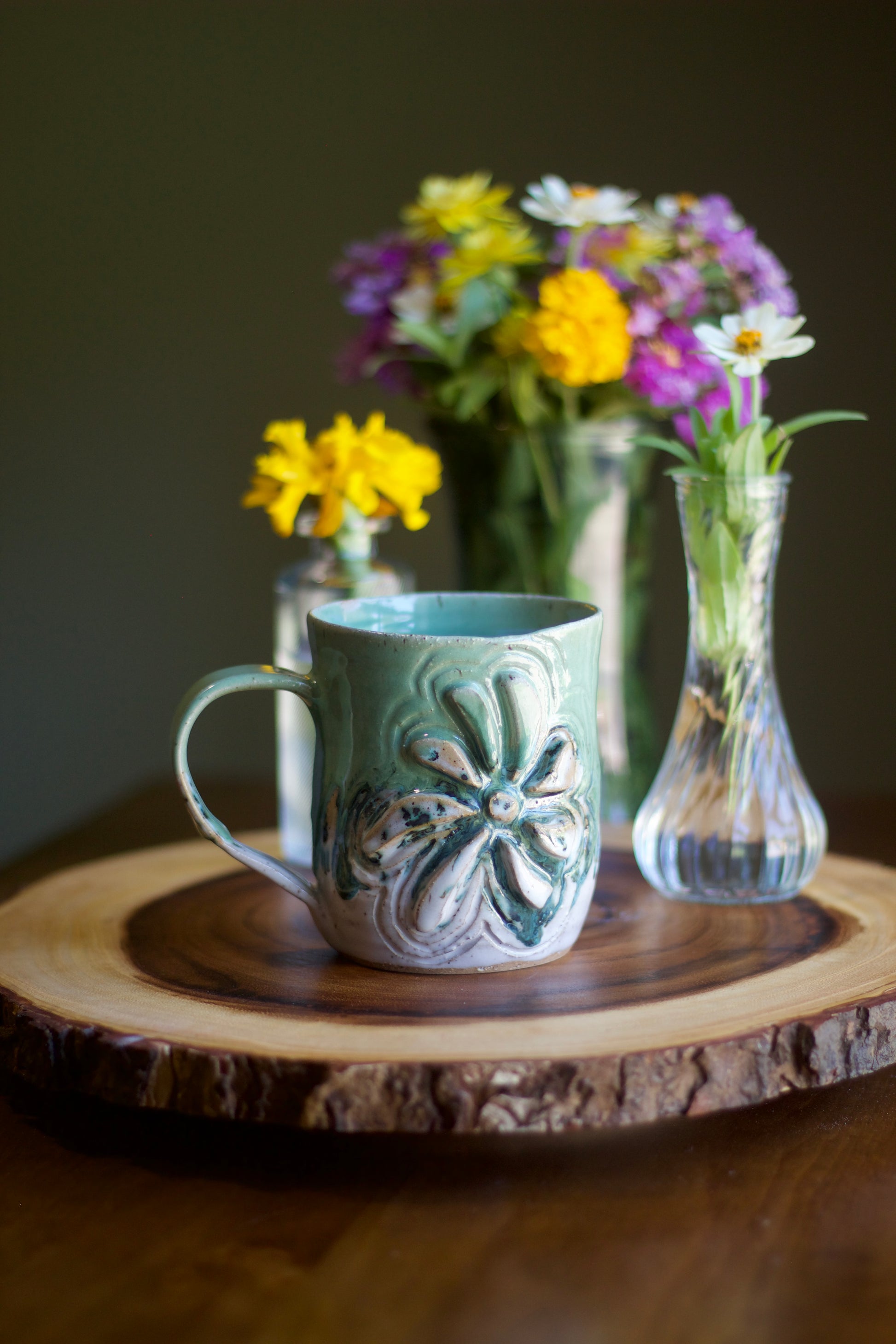 Green Flower Mug