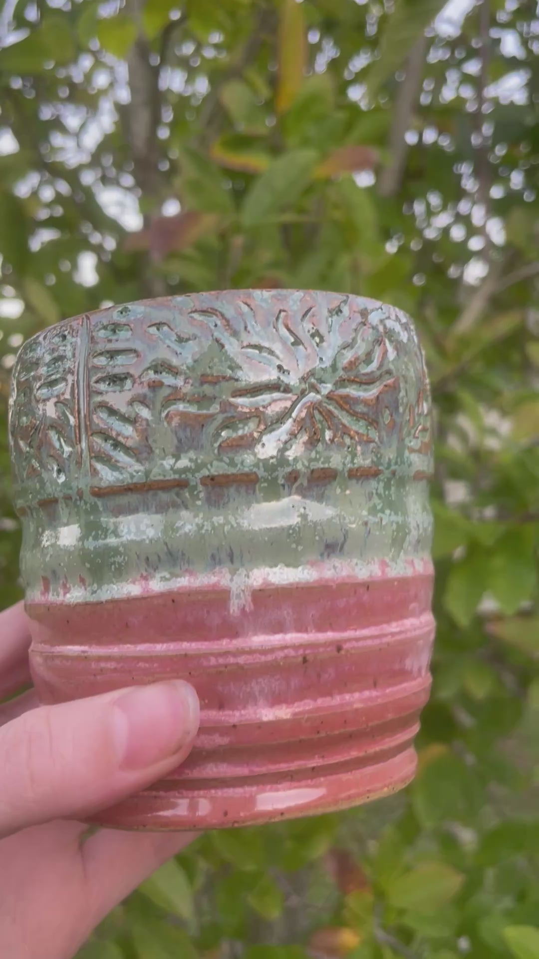 Carved Pink/Green Cup